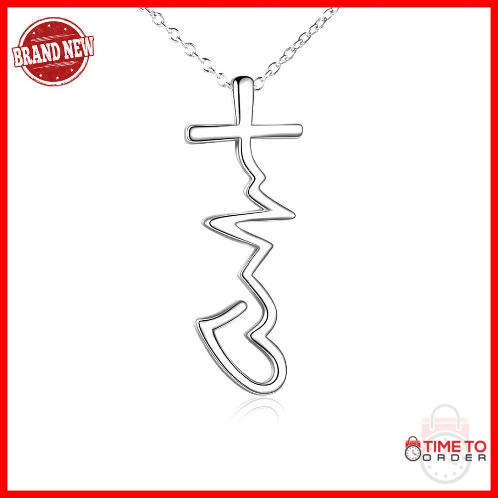 Sterling Silver Cross Pendant Necklace Faith Hope Love Religious Jewelry Gift